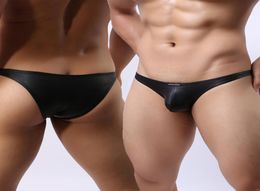 Men Leather Underwear Underpants Briefs Small Bikini Sexy Pouch Jockstrap Enhancer Low Waist Man Exotic Cuecas Slim Fit Brief Pant9813923