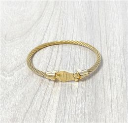 Men Vintage Stainless Steel Mens Wire Cable gold Bangle Bracelets for Boys Male Jewellery With Box With Stamp Whole8046265