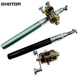 Fishing Rod and Reel Combo Set Telescopic Pocket Pen Fishing Rod with Mini Trolling Reel 231228