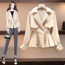 Women's Trench Coats Women Jacket Short Cute Sweet Spring Autumn Winter Fashion Casual Elegant Loose Business Windbreaker Teenager