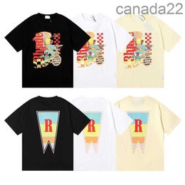 Designer Fashion Clothing Tees Hip Hop Tshirts Rhude Beauty Vision Pursues Pleasure Joyride Print Summer Round Neck Loose Tshirt Men Streetwear Tops Sport 8t6m