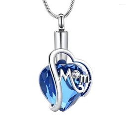 Pendant Necklaces Always In My Heart Cremation Jewellery For Mom Dad Crystal Stainless Steel Memorial Urn Necklace Ashes Holder Keepsake