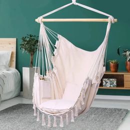 Tassel Garden Hammock Chair Deluxe Hanging Hammock Swing Chair Swing for Out/ Swing Chair Indoor Hanging Swing 231228