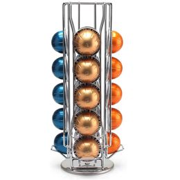 Coffee Pod Holder Rotatable Vertuo Line Capsule Pods Display Stand Metal 20 Cups Storage Organiser Shelves Rack 231228