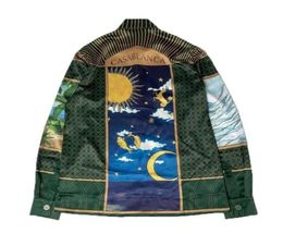 nc alchemy print sun moon constellation totem Silk Long Sleeve Shirt Men039s and women039s same European and American22080321745468