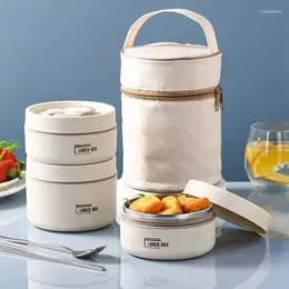 Dinnerware 2/3/4 Layers Bento Lunch Box Set Portable Keep Warm Container With Insulated Bag Stainless Steel Thermal