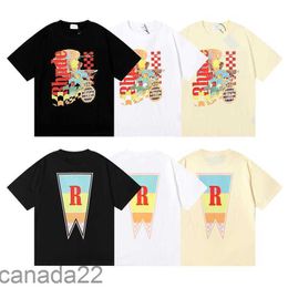 Designer Fashion Clothing Tees Hip Hop Tshirts Rhude Beauty Vision Pursues Pleasure Joyride Print Summer Round Neck Loose Tshirt Men Streetwear Tops Sportswe F6AB