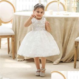 Girls Dresses White Lace Dress For Children Girl Princess Formal Flower Kids Evening Prom Gown Christmas Partygirls Drop Delivery Baby Dhxto