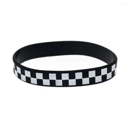 Charm Bracelets 50 Pcs Chequered Silicone Wristband 1/2 Inch Wide Hip Hop Style Bangle Printed Logo