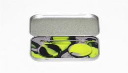 4 in 1 Tin Silicone Storage Kit Set with 2pcs 5ml Silicon Wax Container Oil Jar Base Silver Dab Dabber Tool Metal Box Case Portabl4265575