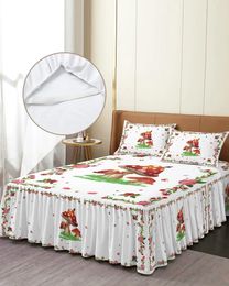 Bed Skirt Flower Butterfly Mushroom Elastic Fitted Bedspread With Pillowcases Protector Mattress Cover Bedding Set Sheet