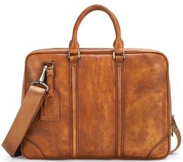 Briefcases Genuine Leather Men Casual Lage 15inch Business Office Laptop Handbag High Quality