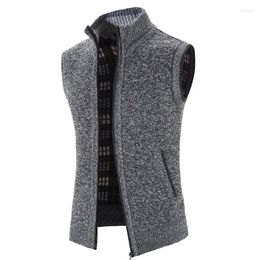 Men's Vests Autumn Winter Sweaters Men Casual Sleeveless Sweater Male Zip Up Knitted Man