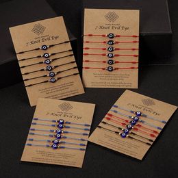 5Set Lucky Turkish Evil Eye Bracelets For Women 6pcs set Handmade Red Black Braided Rope 7 Knot Jewellery Friendship Bracelets266s