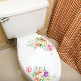 Wall Stickers Toilet Bathroom Home Decoration Colorful Flowers 3D Beautiful Peony Fridge Decorat #5