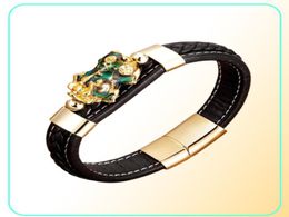 Unique Pixiu Guardian Bracelet Bring Luck Wealth Charm Bracelets For Men Chinese Fengshui Wristband Unisex Leather Bangles5512120