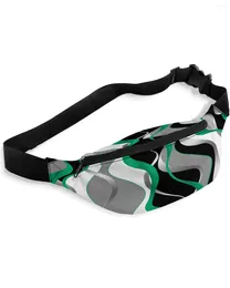 Waist Bags Solid Abstract Line Gradient Emerald Green For Women Man Travel Shoulder Crossbody Chest Waterproof Fanny Pack