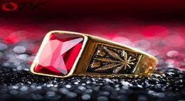 New Punk Domineering Titanium Steel Rings for Men Blood Red White Gold Black Cubic Zirconia Inlaid Male Finger Band235t1680272