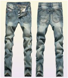 Hot Sale ! 2018 Man hole in light blue jeans nostalgic speed sell through foreign trade pants straight cowboy detonation model8097916