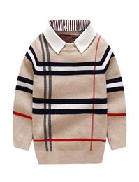 2022 Kids designer fashion Cardigan sweater plaid knit Cotton Pullover children printed sweaters Jumper wool blends boys girls clo8931772