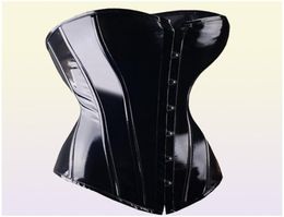 Sexy Black PVC Overbust Corset Steampunk Basque Lingerie Top Goth Rock Corset Sexy Leather Waist Trainer Corset for women Y111921583730