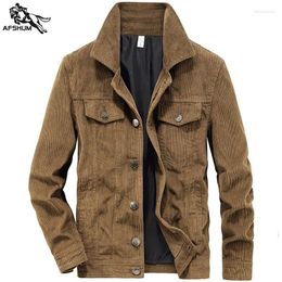 Men S Jackets Autumn Winter Jacket Mens Corduroy Solid Colour Coats Middle Aged Business Casual Warm Wash Coat M XL