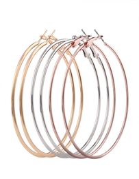 Fashion 58mm Big Hoop Earrings 3 PairsSet Punk Rock Smooth Rose Gold Silver Color Circle Round Loop Earrings Women Jewelry6304604