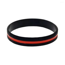 Charm Bracelets 50 Pcs Red Line Silicone Rubber Wristband Filled In Color Logo Bangle Adult Size