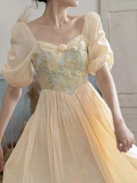 Dresses Women 2022 Summer France Elegant Puff Sleeve Dresses female Evening Party Dress Sweet Princess Aline Fairy Dress