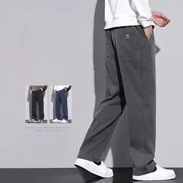 Men's Pants Upgraded Soft Cosy Fabric Baggy Straight Elastic Waist Thick Casual Wide Trousers Male Oversized M-5XL