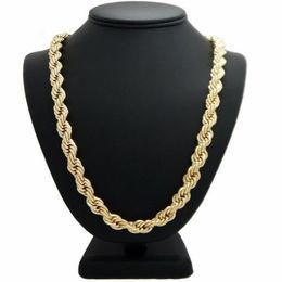 Hip Hop Rope Chain Necklace 14k Gold Plated 10mm 24 inch259S