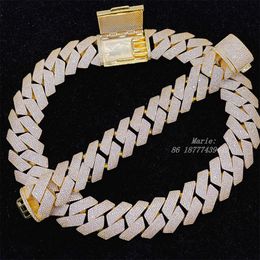 Collana di lusso da 30 mm di larghezza in argento con zirconi ghiacciati, catena a maglie cubane con diamanti, grandi gioielli