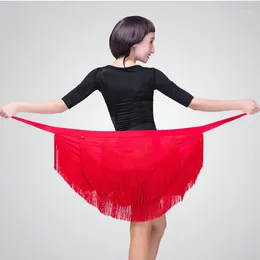 Stage Wear 2023 Adult Womne Latin Dance Tassel Skirt Kids Rumba Dress 2 Layer Fringe Hip Towel Triangular Apron Dancewear