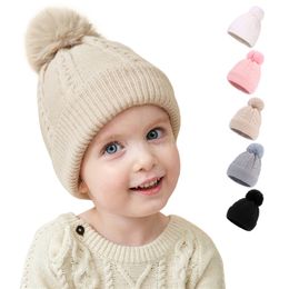 Kids Elastic Baby Winter Knitted Hat Design Custom Beanie Thicken Warm Children Woool Winter Hat DF339