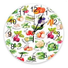 Wall Clocks Watercolor Vegetable Texture Bedroom Clock Large Modern Kitchen Dinning Round Living Room Watch Home Decor