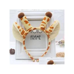 Party Hats Cartoon Lovely Fluffy P Giraffe Ears Headband Female Cosplay Props Hair Hoop For Christmas Band Women Accessories Gc2409 Dh3Nw