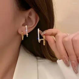 Stud Earrings 2024 Bright Crystal Luxury Korean Unusual Claw Ear Piercing Hook Irregular Pearl Christmas Jewellery Gift