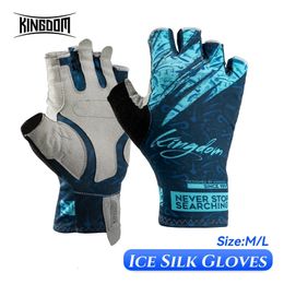 Kingdom Ice Silk Fabric Fishing Gloves Half-finger Sun Protection Double Sided Breathable Anti-slip Outdoor Pesca Fishing Gloves 231228