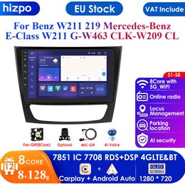 8GB+128GB Carplay 9" DSP Android 12 Car Multimedia Player GPS WIFI Bluetooth RDS Radio for Benz W211 W463 W219 W209 2004-2011 PC