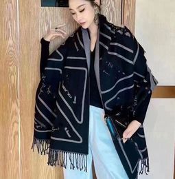 New Letter Printed Scarf Women's Autumn and Winter Thickened Warm Double-Sided Cashmere Scarfs Shawl Wholesale