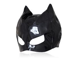 Patent Leather Cat Mask Sexy Latex Realistic Head Bondage Hood Adult Sexy Headgear Black PVC Fetish Erotic Toys Sex Toys for Coupl7201396