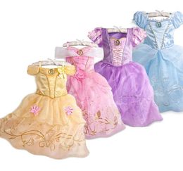 Kid Princess Dress Girl Summer Fancy Party Clothes Rapunzel Belle Sleeping Beauty Christmas Carnival Costume1712618