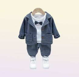Clothing Sets Infant Kids Plaid Suit Baby Clothes Autumn Children Set Formal Gentleman 3Pcs Outfit For Boy Toddler 1 2 3 4 Years O3884218