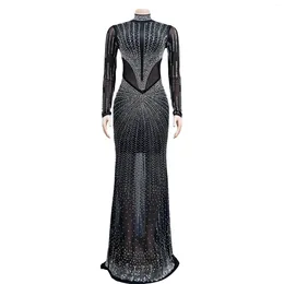 Casual Dresses JAMERARY Fashion Mesh Diamond Sequins Prom Party Dress Women Tulle Floor Length Maxi Vestidos Solid Evening Robe