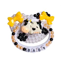 100% Handmake Cute little cow Pattern Adult Size Pacifier Adult Baby Pacifier Silicone Daddy Girl 231229