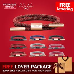 Power Ionics Reflective Braided Rope Titanium Germanium Wristband Bracelet Balance Energy Body Lettering256t