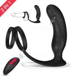 New Vibrating Prostate Massager Vibrators for Man Sex Toy Anal Vibrator Butt Plug G Spot Stimulator Penis Delay Ejaculation Ring M4712020