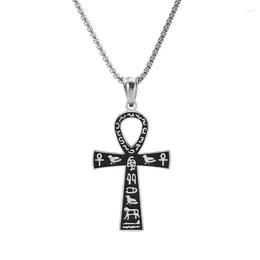 Pendant Necklaces Ancient Egyptian Anka Men Necklace Cross Stainless Steel Vintage Punk Jewelry