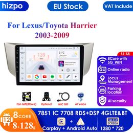 Carplay 4G-LTE 9" Car Radio Android Lexus RX300 RX330 RX400H for Toyota Harrier Multimedia Player Navi GPS 2 Din Stereo DSP