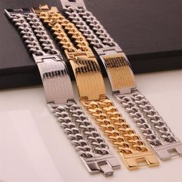 Link Chain 23mm Cross Rune ID Stainless Steel Gold Silver Silver Gold 2 Row Cuban Bracelet Vintage Men's Boy's Wristban248w